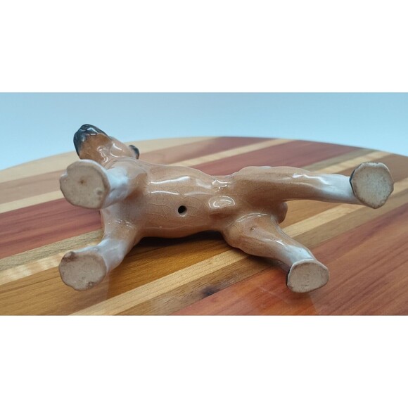 Vtg Boxer Dog Figure Tan Black Standing Male Smooshy Face Nub Tail Cropped Ears - Picture 12 of 12